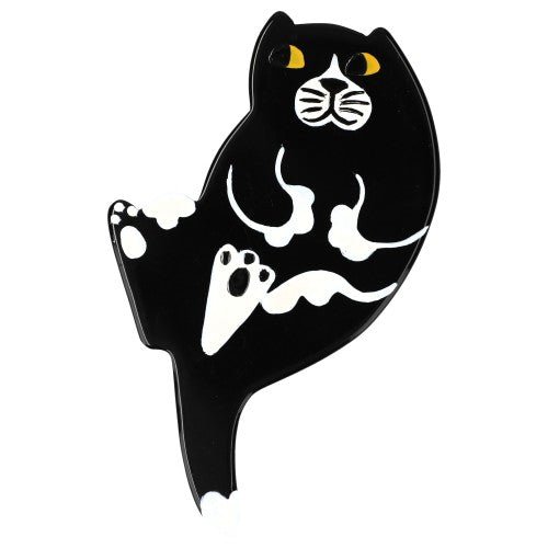 Black and White B7 Cat Brooch - Galalith – Vintage Jewelry - handcrafted by Pavone by Pavone