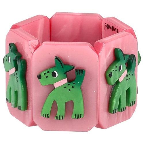 Smoothie Pink with Green Fox Terrier Bracelet