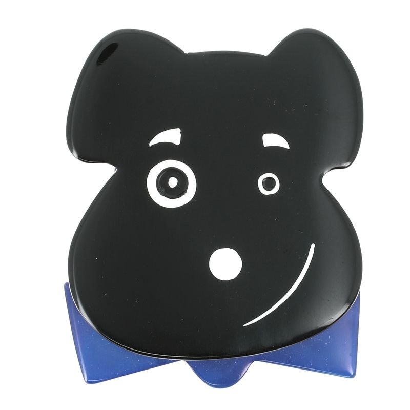 Black Bow Tie Dog Brooch (with red dots) - Galalith – Vintage Jewelry - handcrafted by Pavone by Pavone