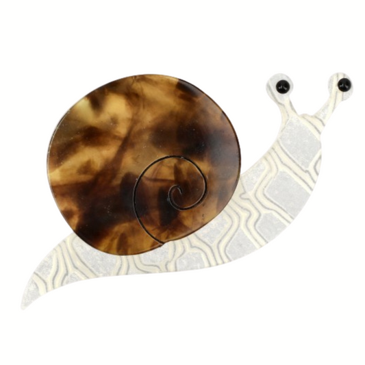Tortoise Shell and White Snail Brooch 
