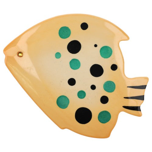 Light Yellow Loulou Fish Brooch with polka dots