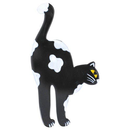 Starsky Version Black and White Cat Brooch (large size) - Galalith – Vintage Jewelry - handcrafted by Pavone by Pavone