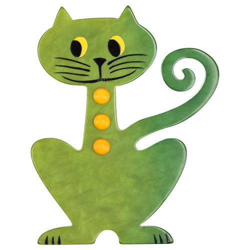 Moose Green and Yellow Aldo Cat Brooch (Large One) 