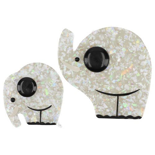 Brilliant White Alphonse Elephant Brooch (set) - Galalith – Vintage Jewelry - handcrafted by Pavone by Pavone