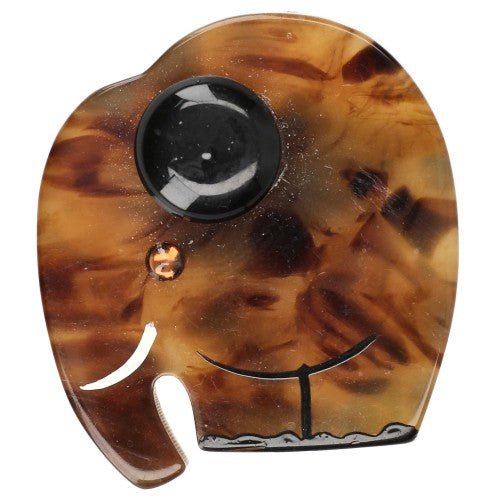Tortoise Shell Alphonse Elephant Brooch with a Black Ear (Mini Brooch) - Galalith – Vintage Jewelry - handcrafted by Pavone by Pavone