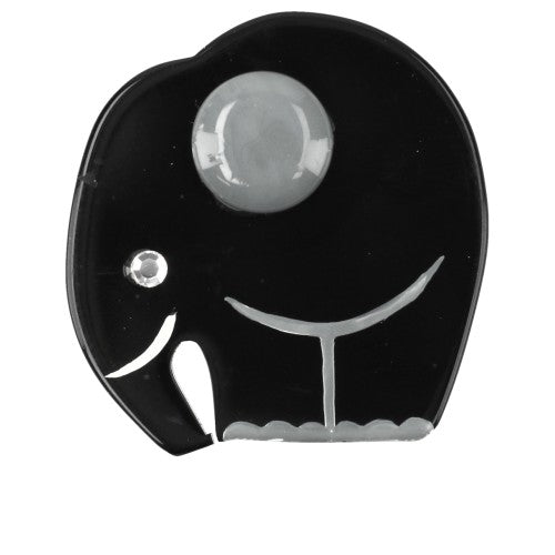 Black Mini Alphonse Elephant Brooch with a Grey Ear (Mini Brooch) Left - Galalith – Vintage Jewelry - handcrafted by Pavone by Pavone
