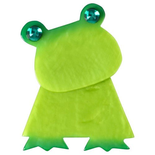 Anis Green Rana Frog Brooch With Green Eyes - Galalith – Vintage Jewelry - handcrafted by Pavone by Pavone
