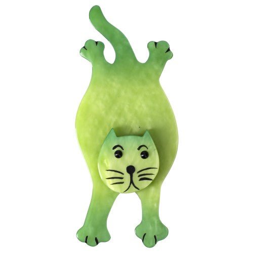 Anis Green Serpolet Cat Brooch - Galalith – Vintage Jewelry - handcrafted by Pavone by Pavone