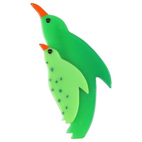 Anise and Mint Green Penguin Frosty Brooch - Galalith – Vintage Jewelry - handcrafted by Pavone by Pavone