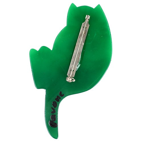 Mint Green Tabby B7 Cat Brooch (right) back side