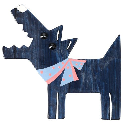 Sevres Blue Barki, the Pirate's Dog Brooch - Galalith – Vintage Jewelry - handcrafted by Pavone by Pavone