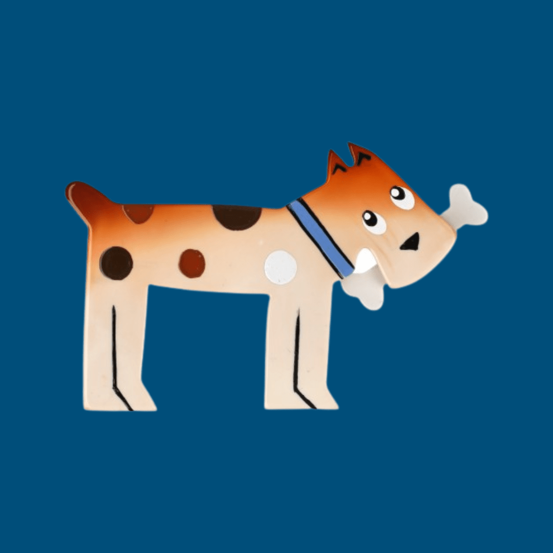 Beige and Brown Milou Dog Brooch (right) - Galalith – Vintage Jewelry - handcrafted by Pavone by Pavone