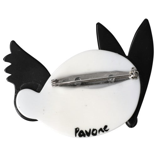 Boreal White and Black Foxy Loxy Biscornu Family Brooch