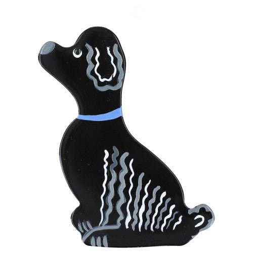 Black and Azur Blue Mini Poodle Dog Brooch (Mini Brooch) - Galalith – Vintage Jewelry - handcrafted by Pavone by Pavone