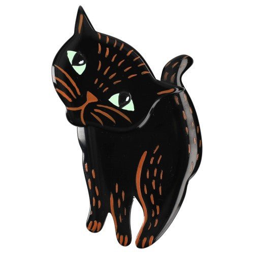 Black and Ginger Caressing Cat Brooch - Galalith – Vintage Jewelry - handcrafted by Pavone by Pavone