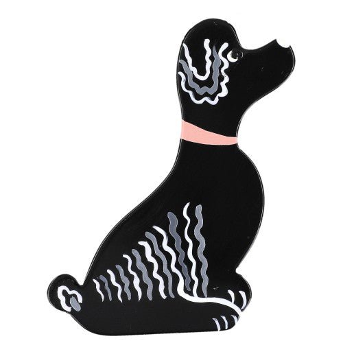 Black and Pink Mini Poodle Dog Brooch (Mini Brooch) - Galalith – Vintage Jewelry - handcrafted by Pavone by Pavone