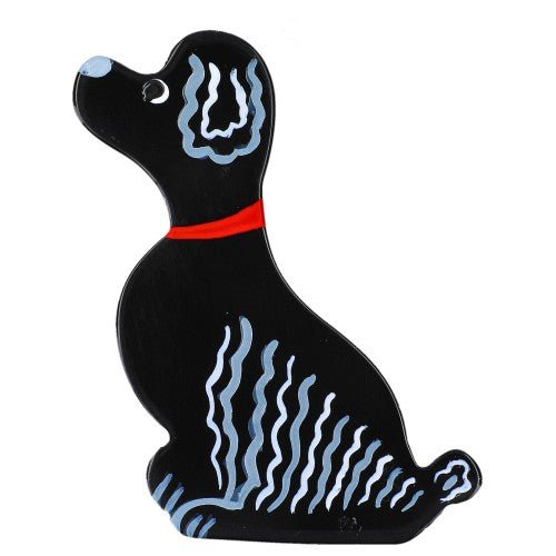 Black and Red Mini Poodle Dog Brooch (Mini Brooch) - Galalith – Vintage Jewelry - handcrafted by Pavone by Pavone