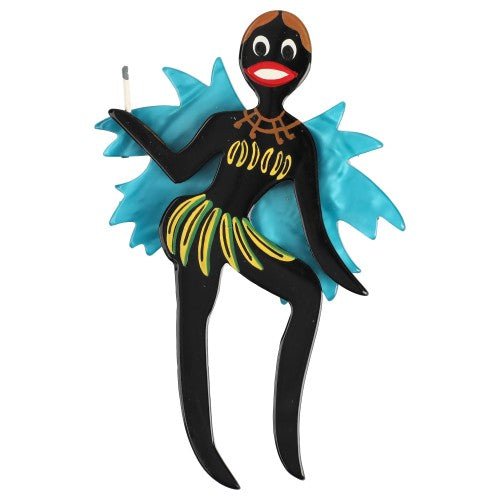 Black and Turquoise Josephine Brooch - Galalith – Vintage Jewelry - handcrafted by Pavone by Pavone