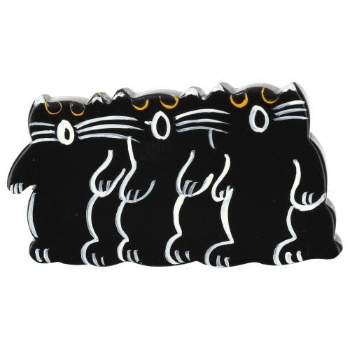 Black and White Choir of Kitties Brooch (small size) Left - Galalith – Vintage Jewelry - handcrafted by Pavone by Pavone