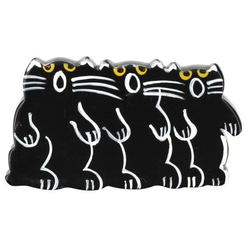 Black and White Choir of Kitties Brooch (small size) Right - Galalith – Vintage Jewelry - handcrafted by Pavone by Pavone
