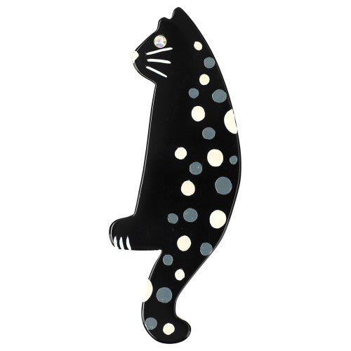 Black and White Guilou Cat Brooch - Galalith – Vintage Jewelry - handcrafted by Pavone by Pavone