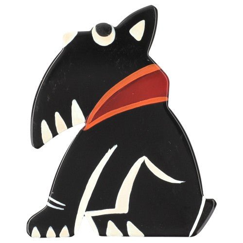 Black and White Scotti Dog Brooch - Galalith – Vintage Jewelry - handcrafted by Pavone by Pavone