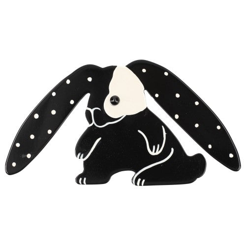 Black and White Toby Rabbit Brooch - Galalith – Vintage Jewelry - handcrafted by Pavone by Pavone
