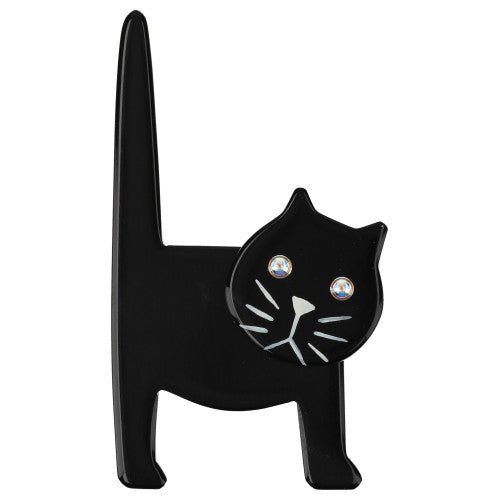 Black Chair Cat Brooch - Galalith – Vintage Jewelry - handcrafted by Pavone by Pavone