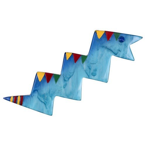 Blue Geometric Snake Brooch - Galalith – Vintage Jewelry - handcrafted by Pavone by Pavone