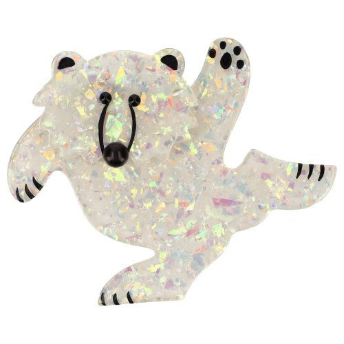 Brilliant white dancing Bear Brooch - Galalith – Vintage Jewelry - handcrafted by Pavone by Pavone