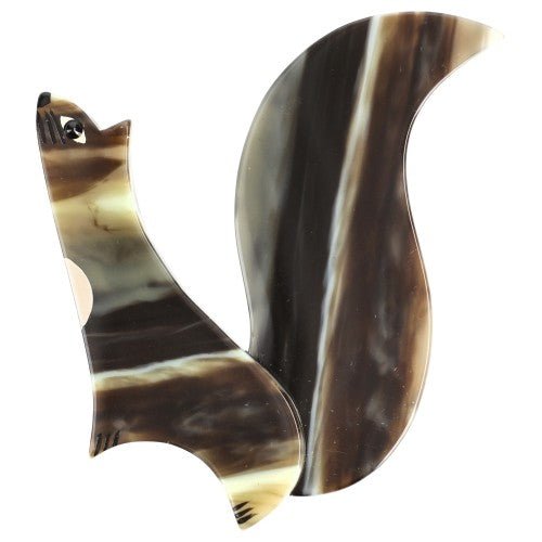 Brown, beige striped Cassegrain Squirrel Brooch (large one) - Galalith – Vintage Jewelry - handcrafted by Pavone by Pavone