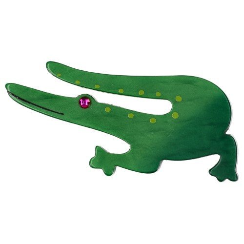 Green Caiman Brooch (Mini Brooch) - Galalith – Vintage Jewelry - handcrafted by Pavone by Pavone