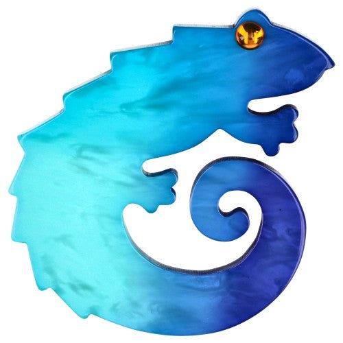 Azur Blue Camaieu Chameleon Brooch