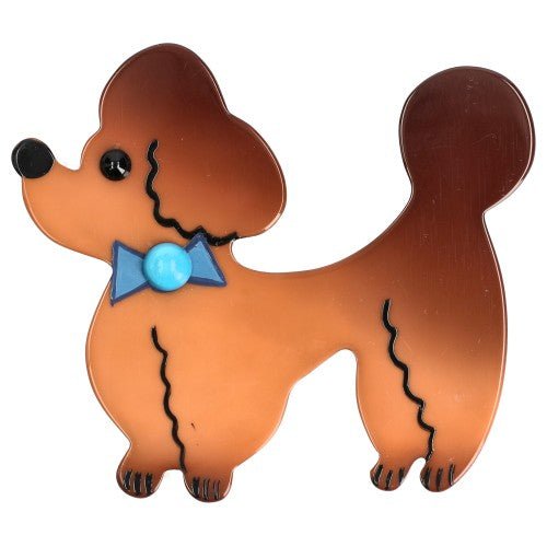 Caramel Brown - Beige Bisou Poodle Dog Brooch - Galalith – Vintage Jewelry - handcrafted by Pavone by Pavone