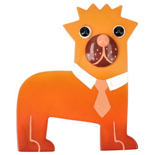 Tangerine Orange James Carlin Dog Brooch - Galalith – Vintage Jewelry - handcrafted by Pavone by Pavone