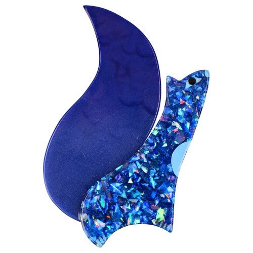 Night Blue and Brilliant Blue Cassegrain Squirrel Brooch (large one) - Galalith – Vintage Jewelry - handcrafted by Pavone by Pavone