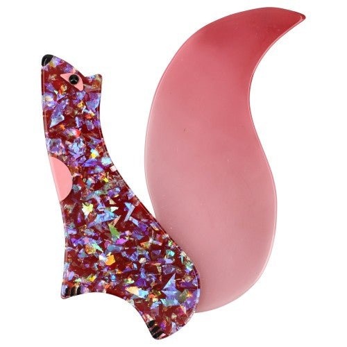 Brilliant Fuchsia and Lilac Rose Cassegrain Squirrel Brooch (Large Size) - Galalith – Vintage Jewelry - handcrafted by Pavone by Pavone