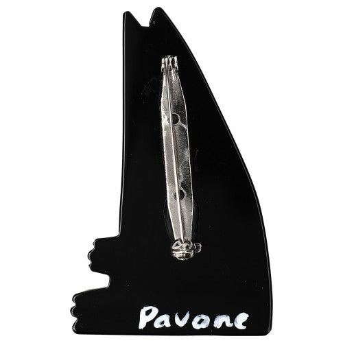 Black Halloween Sitting Chadok Cat Brooch