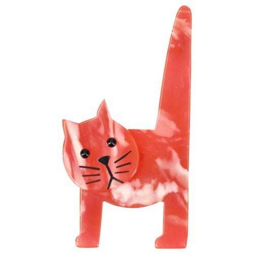 Pink and White Chair Cat Brooch 2 - Galalith – Vintage Jewelry - handcrafted by Pavone by Pavone