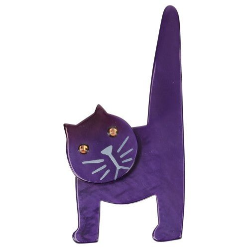 Purple Chair Cat Brooch - Galalith – Vintage Jewelry - handcrafted by Pavone by Pavone