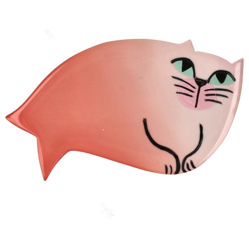 Pink Peach Seal Cat Brooch (Mini Brooch) - Galalith – Vintage Jewelry - handcrafted by Pavone by Pavone