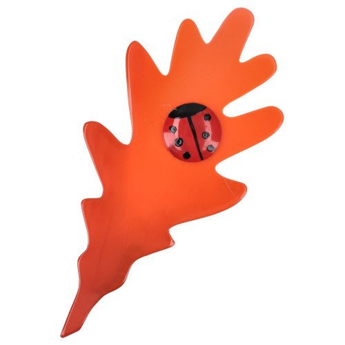 Orange and Red Oak Leaf Brooch - Galalith – Vintage Jewelry - handcrafted by Pavone by Pavone