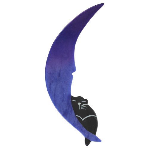 Night Blue and Black Moonlight Cat Brooch - Galalith – Vintage Jewelry - handcrafted by Pavone by Pavone