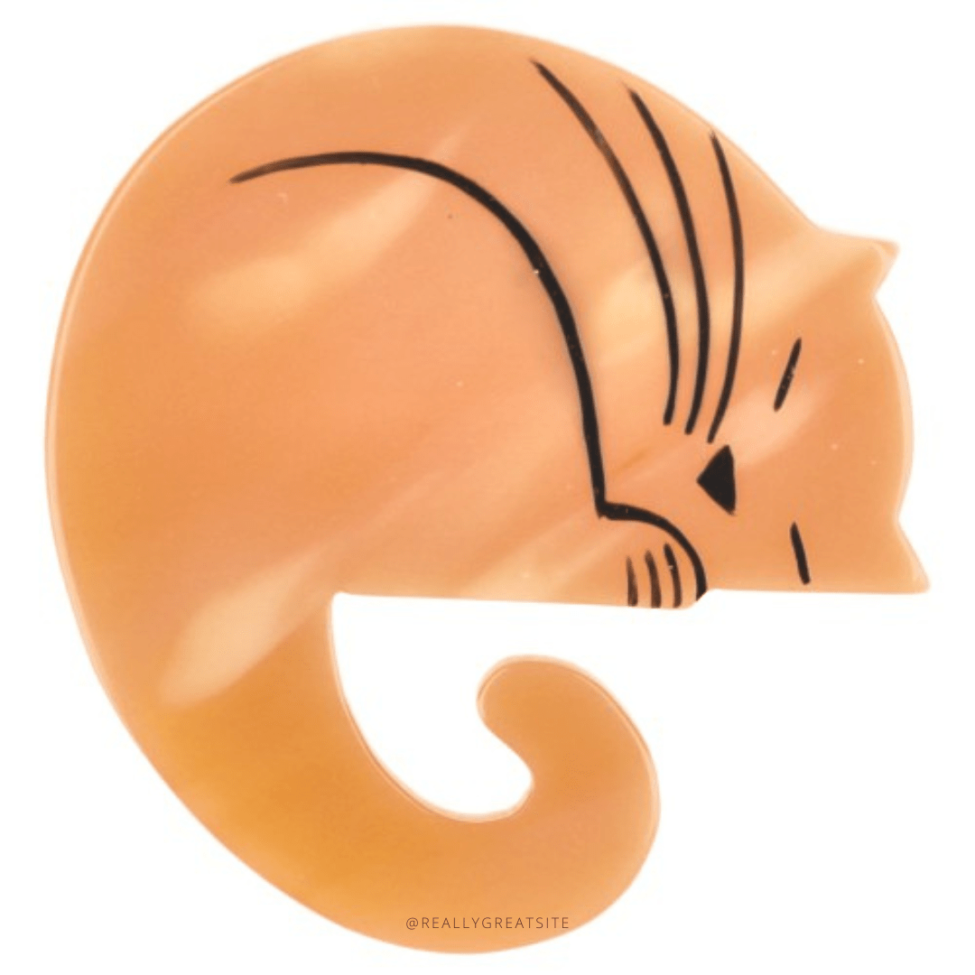 Cloud Orange Laskar Cat Brooch - Galalith – Vintage Jewelry - handcrafted by Pavone by Pavone