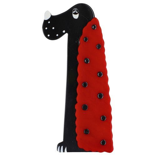 Black and Red with Dots Cocker Dog Brooch - Galalith – Vintage Jewelry - handcrafted by Pavone by Pavone