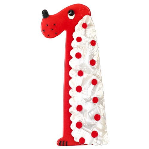 Red and White with Dots Cocker Dog Brooch