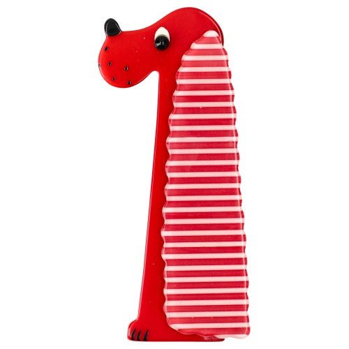 Red with horizontal white stripes Cocker Dog Brooch - Galalith – Vintage Jewelry - handcrafted by Pavone by Pavone