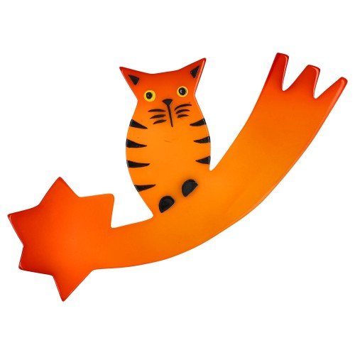 Orange Comet Cat Brooch - Galalith – Vintage Jewelry - handcrafted by Pavone by Pavone