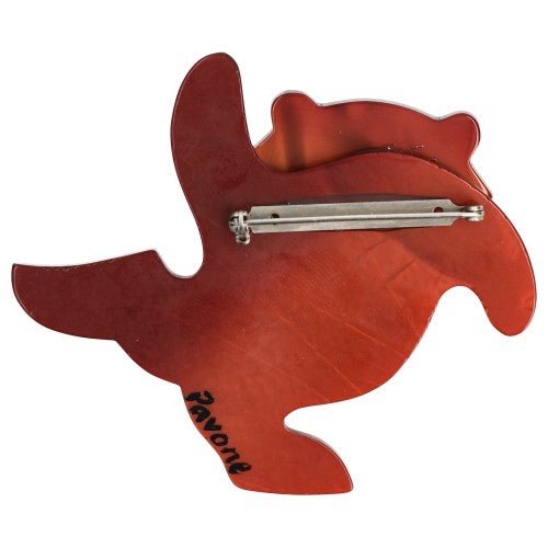 Coppery Red Dancing Bear Brooch (Left) - Galalith – Vintage Jewelry - handcrafted by Pavone by Pavone