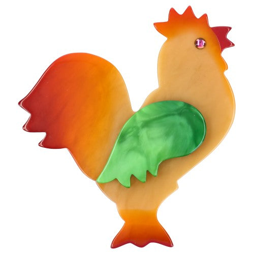 Titre Yellow, Orange and Green Rooster Brooch